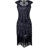 Vijiv Vintage 1920s Inspired Embellished Beaded Lace Cocktail Flapper Dress