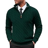 PJ PAUL JONES Mens Quarter Zip Sweater Cable Knitted Pullover Sweaters Textured Solid Colors Sweater