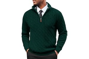 PJ PAUL JONES Mens Quarter Zip Sweater Cable Knitted Pullover Sweaters Textured Solid Colors Sweater