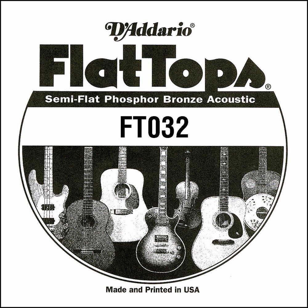 D'Addario .032 Semi-Flat Phosphor Bronze Single String for Acoustic Guitar