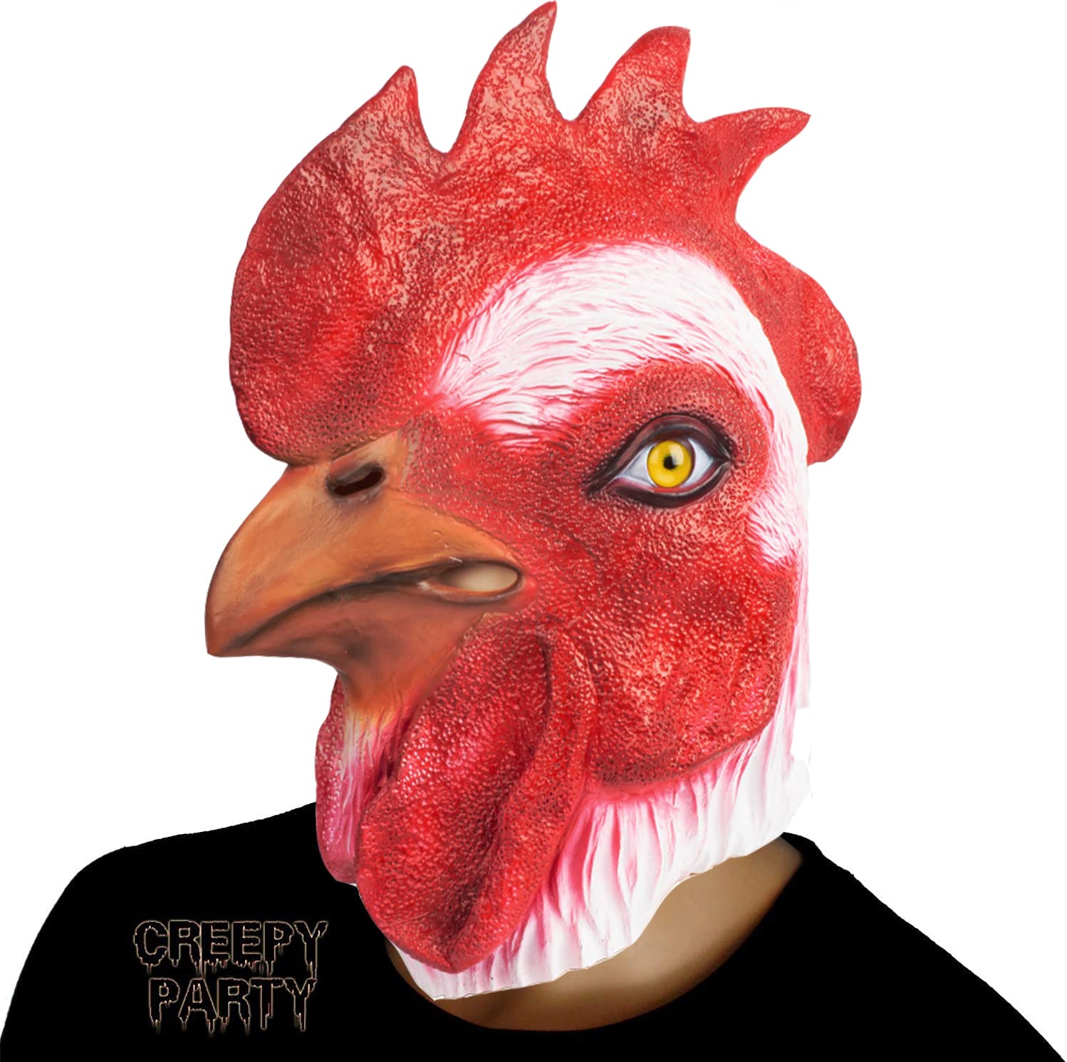 CreepyParty Rooster Mask Animal Latex Full Head Realistic Masks Chicken Fancy Dress for Halloween Carnival Costume Party
