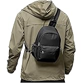 SEAFEW Small Black Sling Crossbody Bag for Men Women, Shoulder Daypack Mini Anti-Theft Cross Body Motorcycle Chest Bags, Small One Strap Fanny Back Pack for Casual Travel Hiking Sport Gym