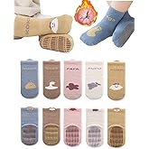 BEHELE Baby Non-skid Grip Socks Toddler Socks Warm Thick Anti Skid Slipper Crew Socks for Girls Boys Newborn Infant