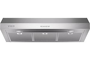 VIKIO HOME Under Cabinet Range Hood 30 Inch, 1200 CFM Dual-Motor Kitchen Vent with LED Lights, Button Control, Ducted Vent Hood, Reusable 5-Layer Aluminum Filters, Stainless Steel