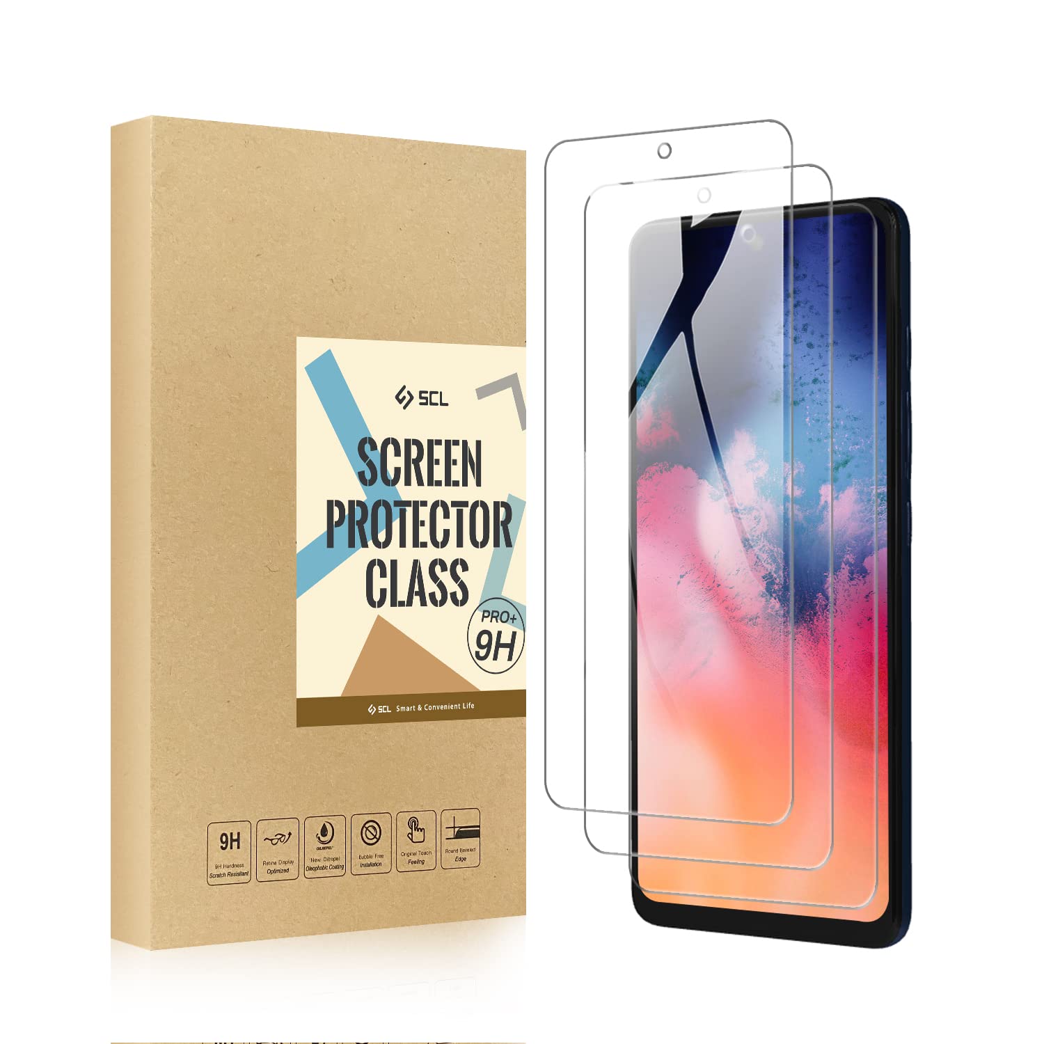 SCL Screen Protector Compatible with Motorola Moto G60S Screen Protector Motorola G60S Tempered Glass Film [3-Pack], [Easy Installation, Case Friendly, Bubble-free, 9H]