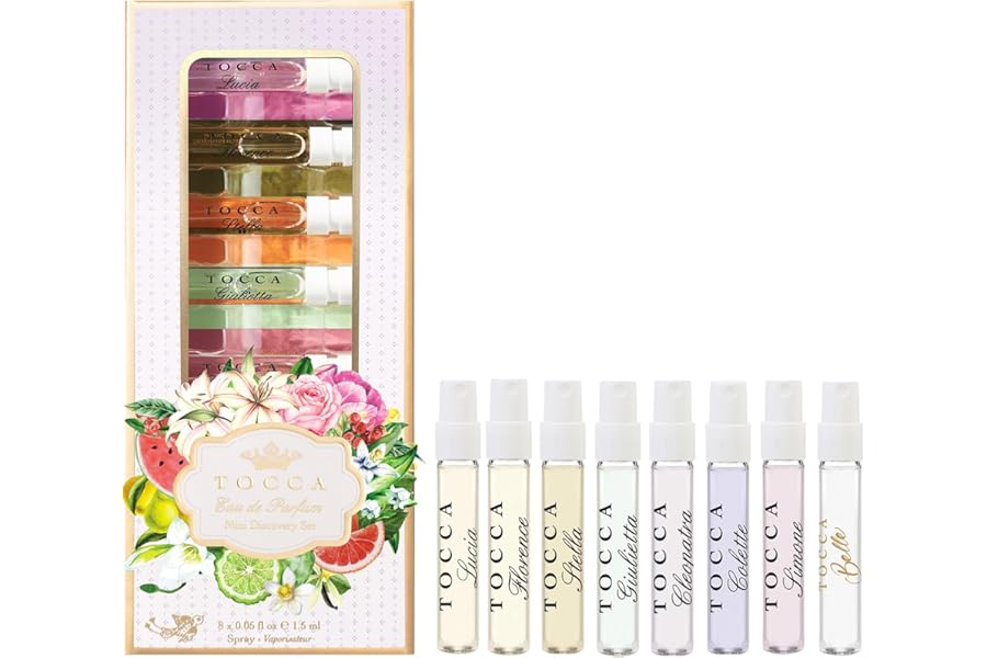 Tocca Women’s Perfume Mini Discovery Sampler Set of 8, 1.5ml Each – Includes Cleopatra, Stella, Florence, Giulietta, Colette, Simone, Belle & Lucia