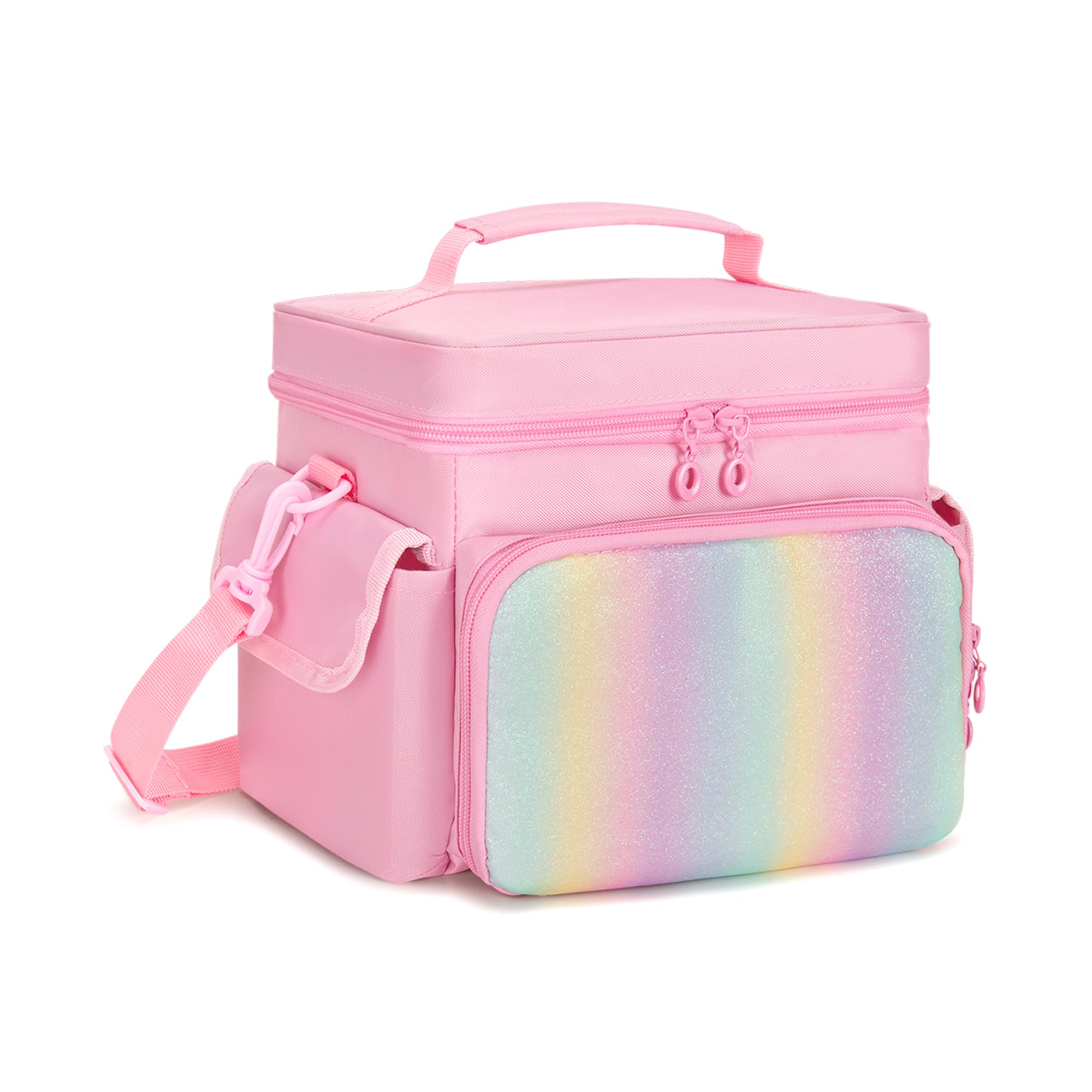 LoDrid Storage Case Compatible with Toniebox 2/1, Carrying Organizer for Audio Player, Portable Bag with Shoulder Strap and Handle for Charge, Headphone and Accessories, Pink, Bag Only