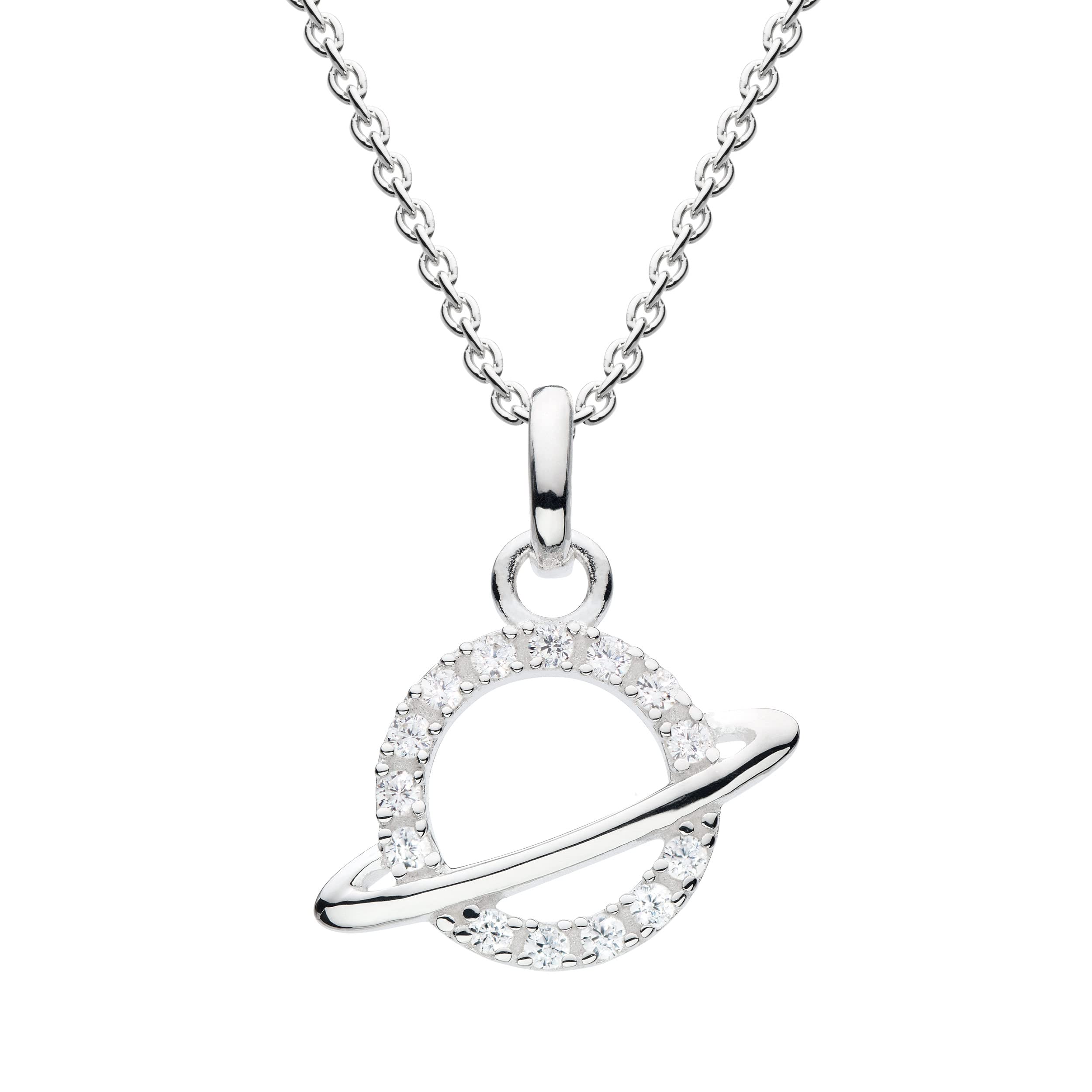 Dew Sterling Silver and Cubic Zirconia Planet Necklace, 18"