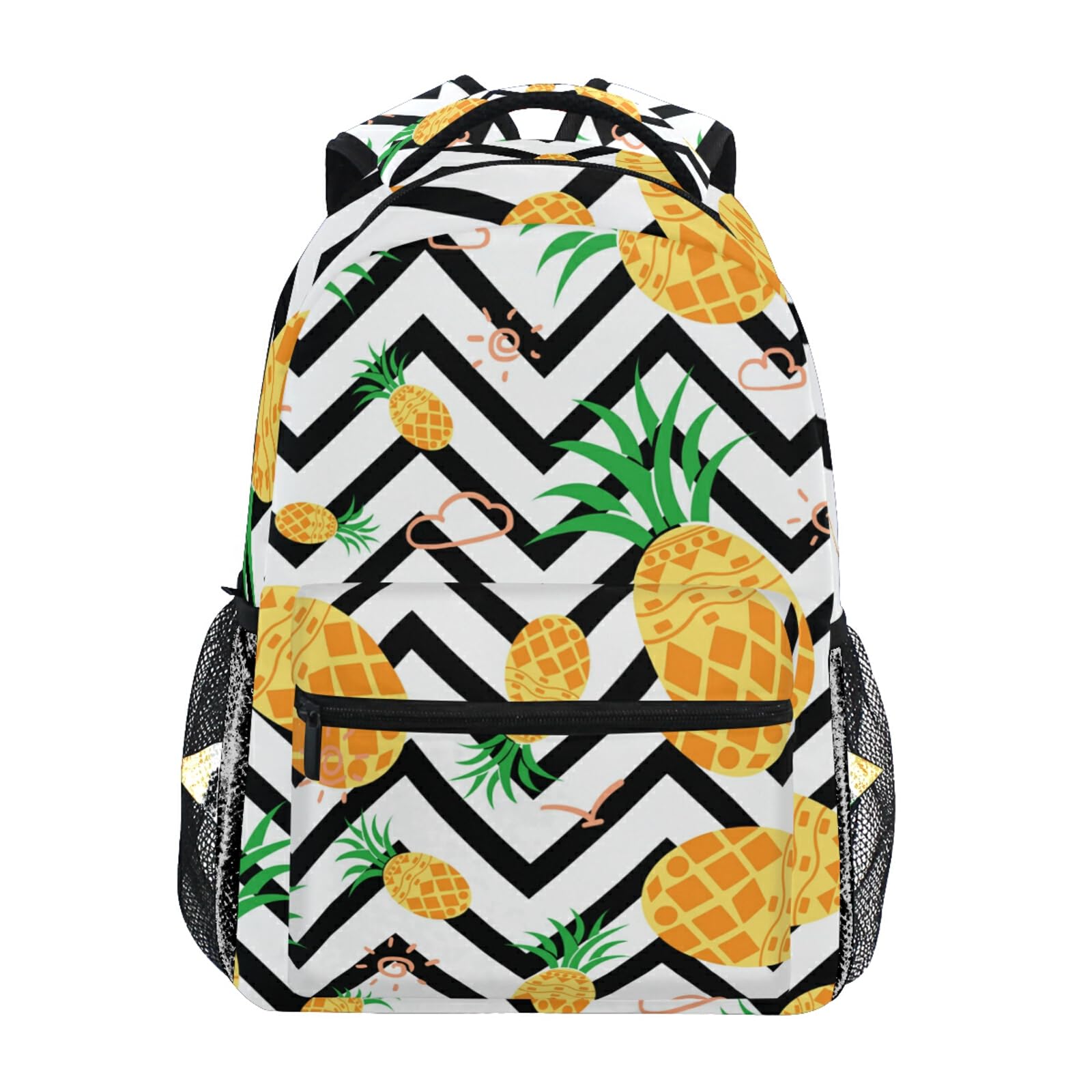 ALAZA Pineapple Backpacks for School Yellow Pineapple Chevron Bookbags for Kids Teen Toddler Fashion Daypack Rucksack Travel Laptop Bag