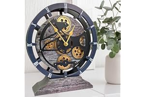 IMPROVINGLIFE The Gears Clock Desk Clock 10 inches with Real Moving Gears Convertible into Wall Clock (Carbon Grey)