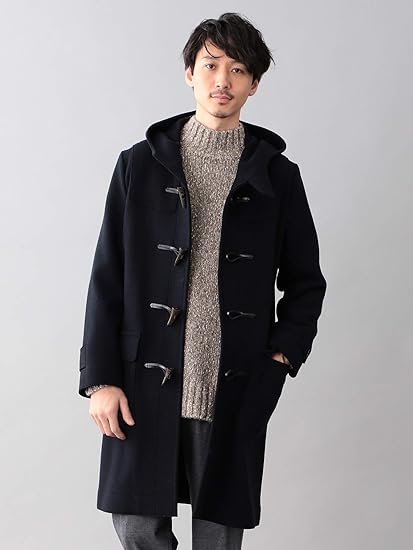 Amazon サンヨー Sanyo Flatfreeseam Coat ウール ジャージー ダッフル コート M ネイビー メンズ コート ジャケット 通販