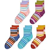 Girls Seamless Socks Rainbow Stripes Cotton Socks Kids Casual Athletic Socks For School