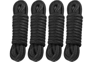 Moclear Premium Marine-Grade Dock Lines/Fender Lines - 4 Pack 3/8" x 10' Double Braided Nylon Boat Ropes with 12" Security Loops | Heavy-Duty Docking, Mooring & Bumper Rope Solution