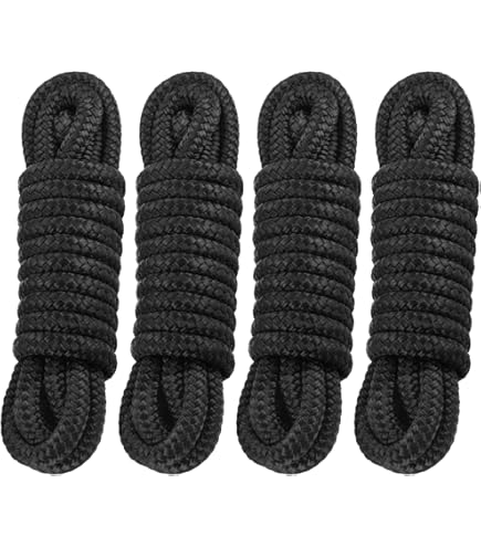 Corde A Bateau 3/8" X 10 Foot Solid Braid Nylon Dock Line (Black) - Made In USA, Boating Mooring Dock Lines - Foto 4