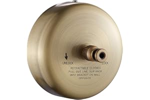 JOOM Retractable Clothesline Stainless Steel Heavy Duty 9Feet(MAX) for Hanging Drying in Bathroom Laundry Hotels, Chrome Finish,Round Style (Round B, Brushed Antique Brass)