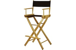 Casual Home Director's Chair ,Natural Frame/Black Canvas,30" - Bar Height