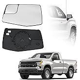 Convitex Driver Left Side Door Heated Mirror Glass with Rear Holder Convex Blind Spot Glass for Chevy Silverado 1500 and GMC Sierra 1500 2019-2024 Replace# GM1324159 84309708
