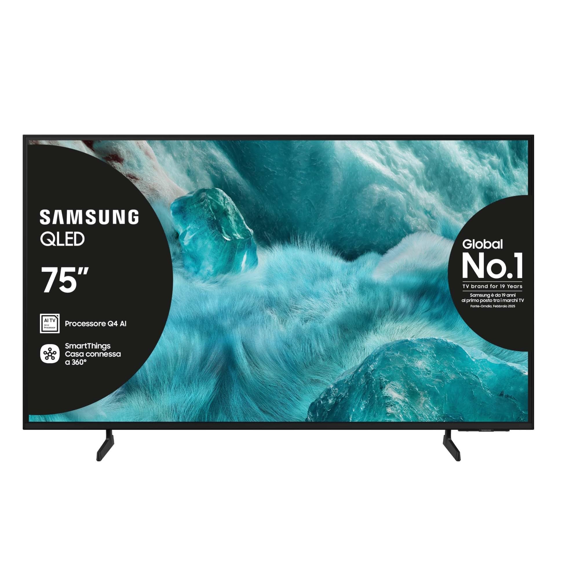 Samsung QLED 4K Vision AI Smart TV 75'' QE75Q7F4AUXZT QLED 4K, Q4 Processor, 100% Volume Colore con Quantum Dot, Motion Xcelerator, OTS Lite & Adaptive Sound, SlimLook Design, 2025