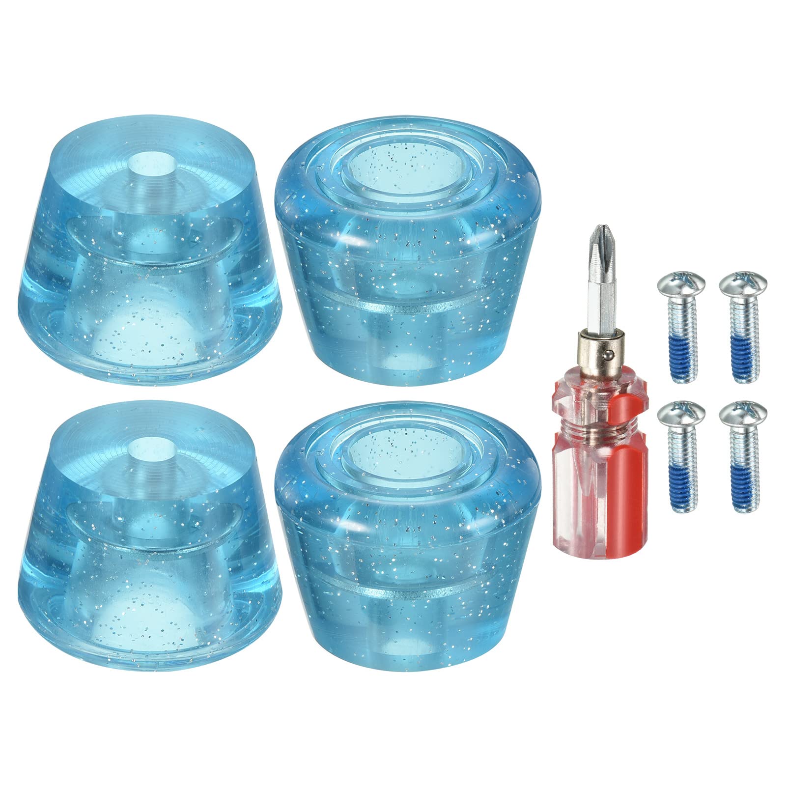 PATIKIL Roller Skate Toe Stops with Screwdriver, 2 Pair 82A Rubber Brake Stoppers Block for Roller Skate Accessories Replacement, Clear Blue