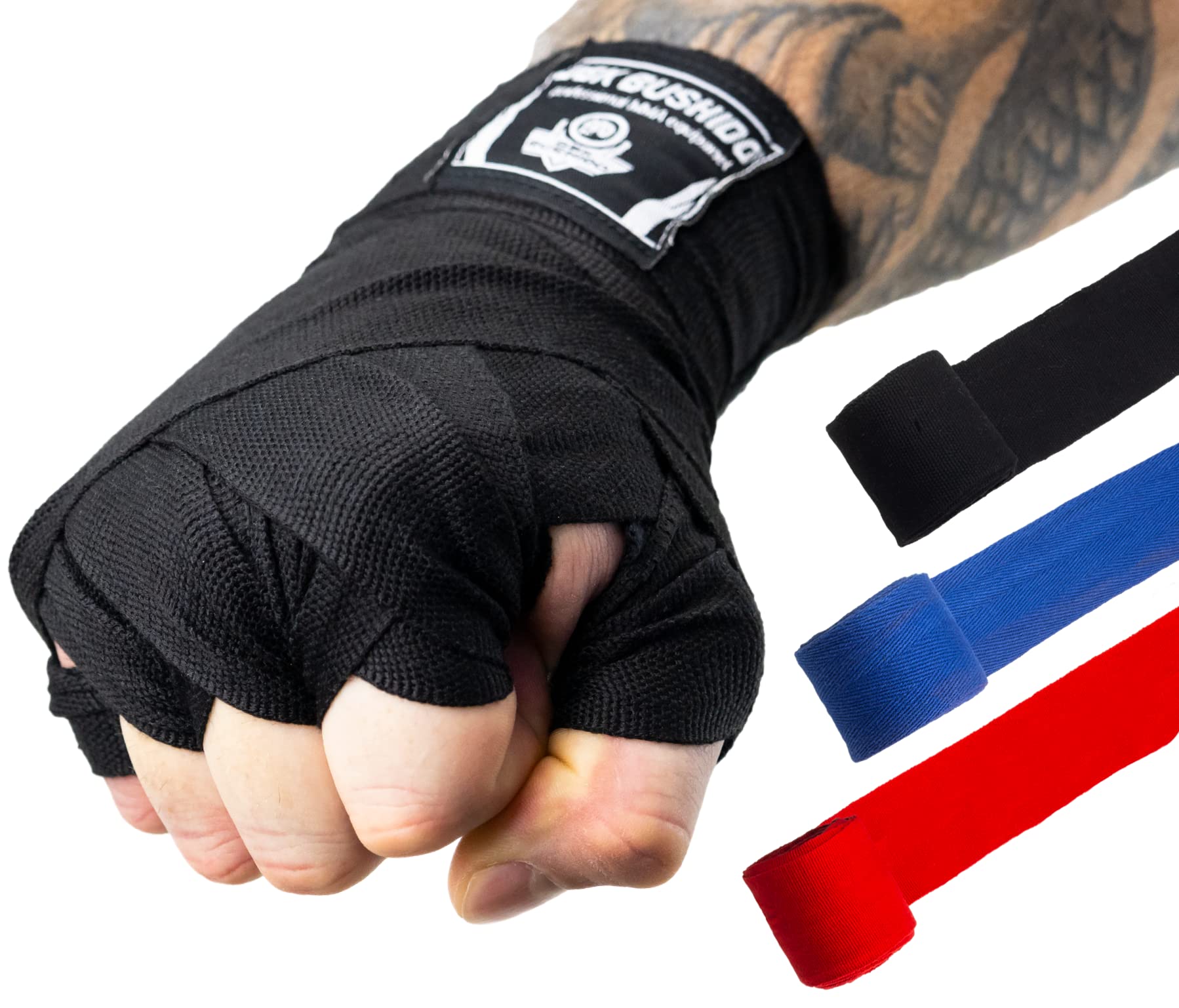 DBX BUSHIDO SPORT 100% Cotton Hand Wraps - Boxing Wraps - Box Band (4 m, Black)
