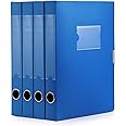 A4 Storage File Boxes Plastic Archives Cases with Lid, File Folder Organizer Document Filing Box for Office, Letter Size Paper,31×4×24 cm, Blue(Pack of 4)