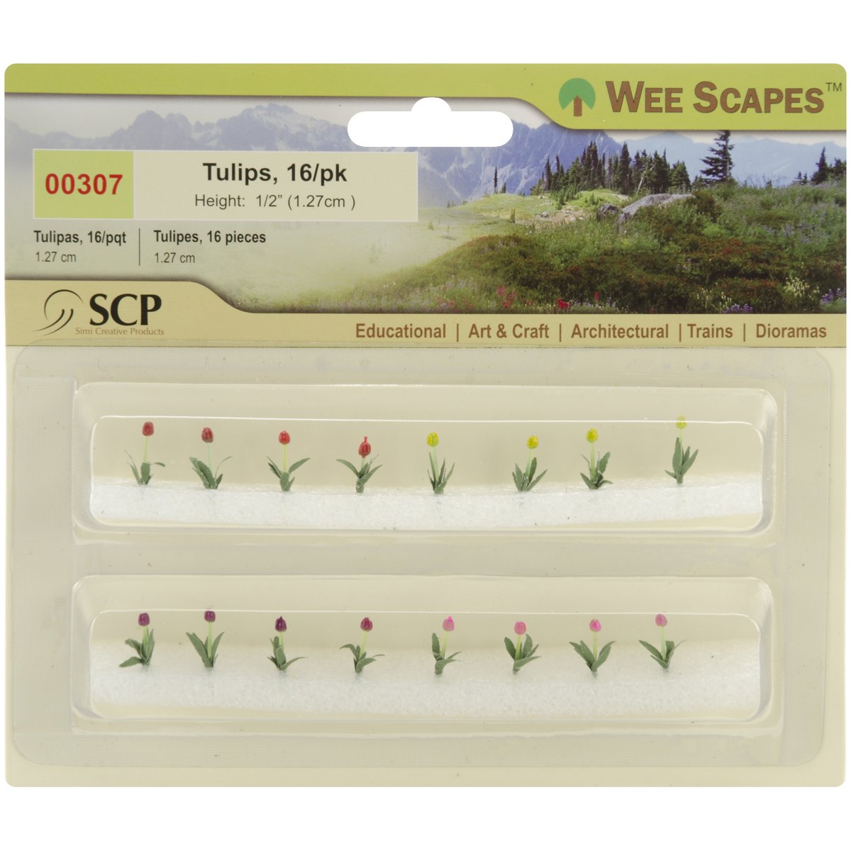 SCP Tulips .5-inch 16/Pkg, Other, Multicoloured, 1.27 x 15.24 x 12.95 cm