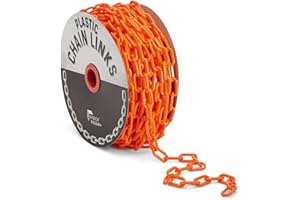 Stockroom Plus 100 Foot Orange Plastic Chain Safety Barrier - Orange Plastic Chain Link for Crowd Control, Queue Line, Concerts, & Parking (1.5-Inch Links)
