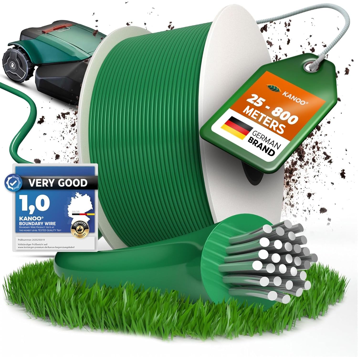 kanoo® Universal Boundary Cable for Robotic Lawnmower - Boundary Wire for Lawn Robots - Premium Robotic Lawnmower Cable Diameter 2.7 mm (250 m)