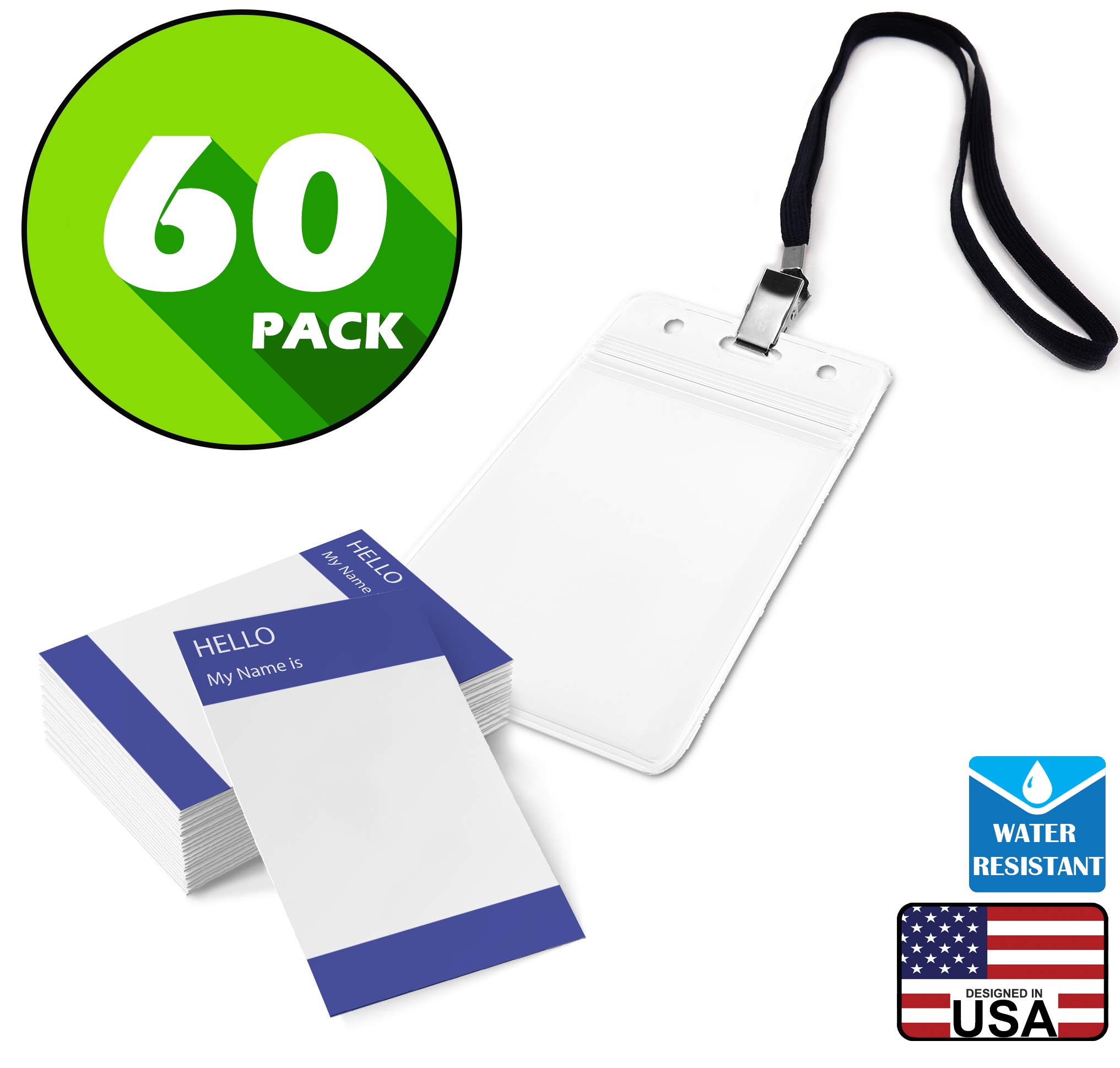 Waterproof Plastic Name Tags ID Card Holder Lanyards for Kids Name