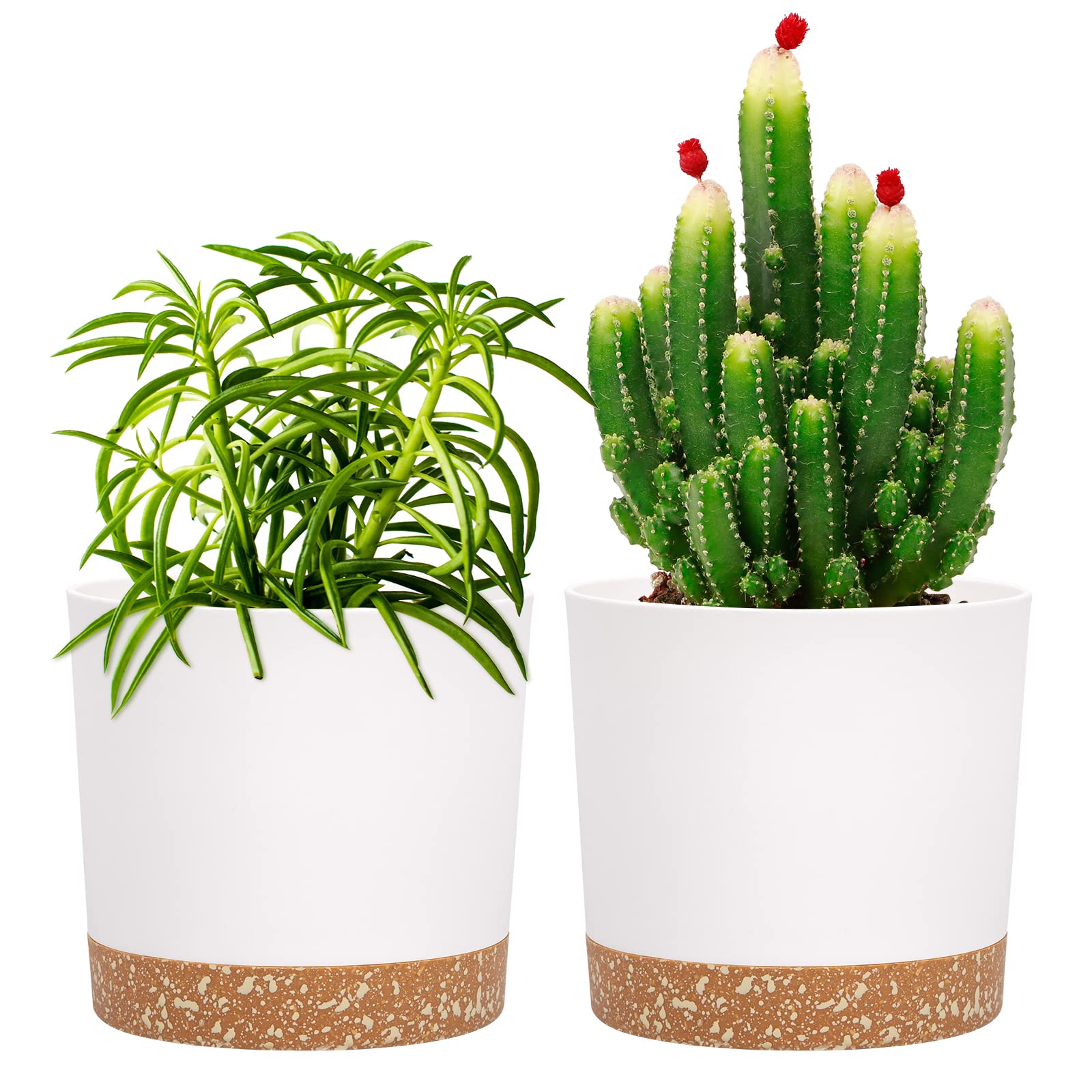 Photo 1 of QCQHDU 5 inch Plant Pot, 2 Pack Planters for Indoor Plants with Drainage Holes & Saucer, Outdoor Flower Pots Home Garden Modern Decor