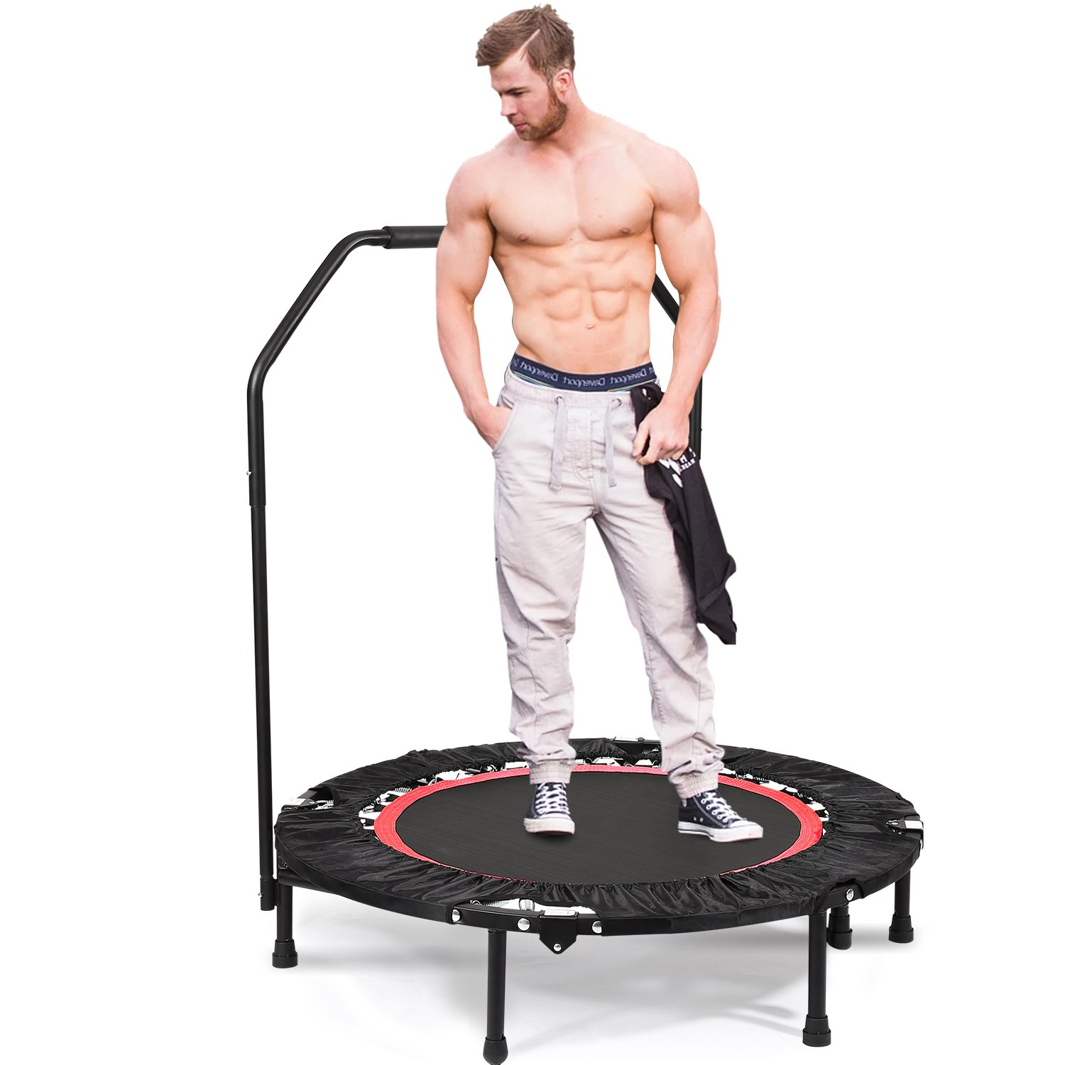 ANCHEER Foldable Trampoline for Adults,with Adjustable Foam Handle and