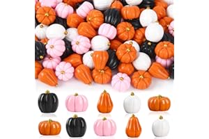 DTOFOOT 100 Pcs Fall Resin Pumpkins, Mini Pink White Pumpkins for Crafts DIY Artificial Vase Bowl Filler Home Indoor Fall Hal
