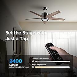 VAGIZM Ceiling Fan 52'' with Light: Modern Remote