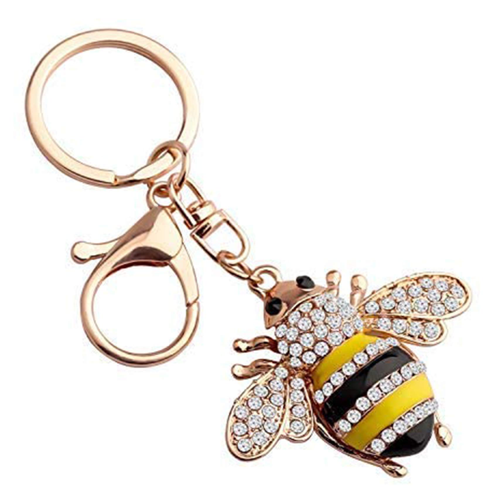 Generic Brands Cute Crystal Yellow Bee Charm Keychain Honeybee Bumble Bee Charm with Lobster Clasp Jewelry Handbag Key Ring Chain Keychain (bee)