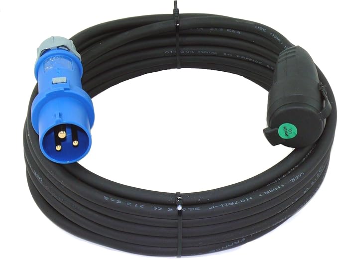 CEE Stecker Schuko Adapterkabel Camping Caravan Boot Campingkabel H07RN-F 3x2,5 3g2,5 IP44 Außen 230V 16A 10m