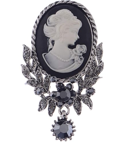 Broche Camée Vintage En Alliage Doré - Bijou élégant Pour Femme, Finition Or Antique, Motif Filigrane Et Strass - 7