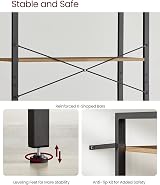 VASAGLE 6-Tier Bookshelf Bookcase 30x80x186 cm Wheat Brown Ink Black LLS082B48 view 4