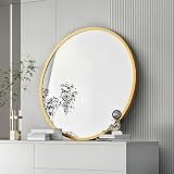 Warmiehomy Round Gold Wall Mirror 40cm Frame Makeup Mirror
