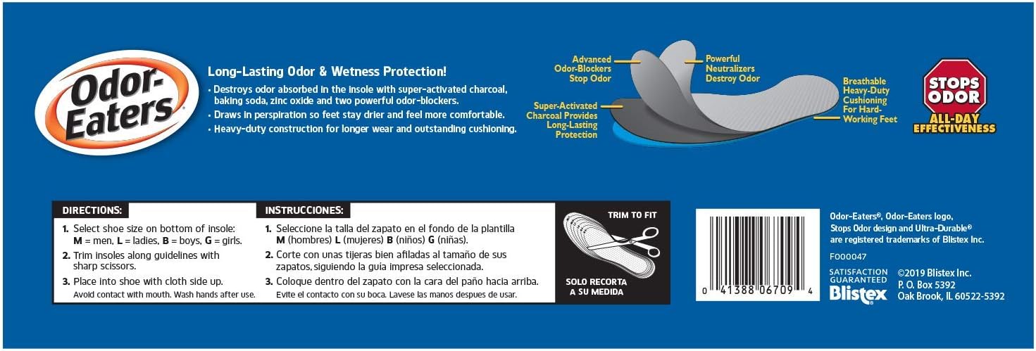 Odor-Eaters Ultra-Durable, Heavy Duty Cushion Insoles, 1 pair: Health & Personal Care