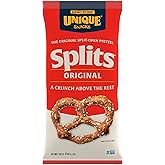 Unique Snacks Original Splits Pretzels, Crunch, Pack of 6 | Grooved Texture, Hollow Pockets, Homestyle Baked, OU Kosher