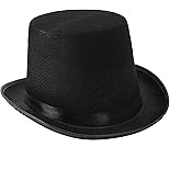 COLLECT PRESENT Deluxe Black Costume Hat – Top Hat for Men & Women – Elegant Party Accessory for Halloween, Themed Events, or Formal Cosplay – One Size Fits Most – Unisex Design