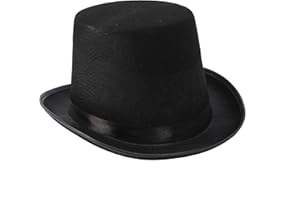 COLLECT PRESENT Deluxe Black Costume Hat – Top Hat for Men & Women – Elegant Party Accessory for Halloween, Themed Events, or Formal Cosplay – One Size Fits Most – Unisex Design
