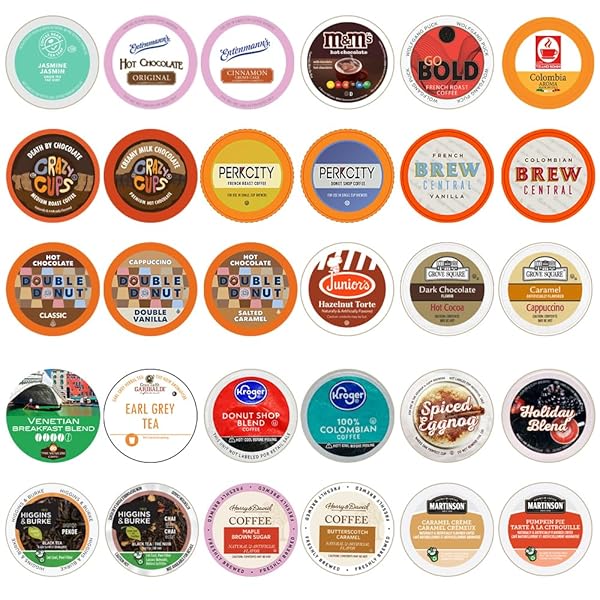 PERFECT SAMPLERS COFFEE TEA CIDER CAPPUCCINO HOT CHOCOLATE SINGLE SERVE CUPS FOR KEURIG K CUP BREWERS VARIETY PACK SAMPLER 30 SAMPLER ALL UNIQUE CUPS NO DUPLICATES, MIX, 30 COUNT