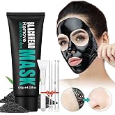 YAFUSIPE Peel Off Face Mask Blackhead Whiteheads Remover Masks Activated Charcoal Black Mask Purifying Peeling Facial Mask for Nose Pores Removal Cleansing Acne with Brush and Pimple Extractor Tools