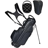 PU Leather Golf Stand Bag with 14 Way Velvet Top Frame Full-Length Dividers, 2026 Luxury Lightweight Waterproof Golf Bag for Men, Multiple Pockets Adjustable Dual Straps Golf Bags with Rain Cover