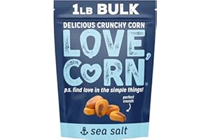 LOVE CORN Sea Salt 16oz x 1 Bag - Delicious Crunchy Corn - Healthy Family Snacks - Gluten Free, Kosher, Non-GMO- Alternative for Chips, Nuts, Crackers & Pretzels - Perfect for Charcuterie Boards