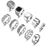 MEDOJO 10 Pcs Men's Stainless Steel Vintage Signet