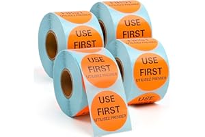 L LIKED 2000 Pcs Use First Circle Removable Labels - 1.5 Inch Circular Inventory Control Labels for Restaurant Food Service, 4 Rolls (Orange)