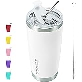 BJPKPK 20 oz Stainless Steel Insulated Tumbler Cups Coffee Mug With Lid And Straw,White