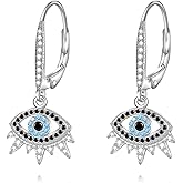 Evil Eye Earrings Sterling Silver Dangle Drop Jewelry Gift for Women Girls